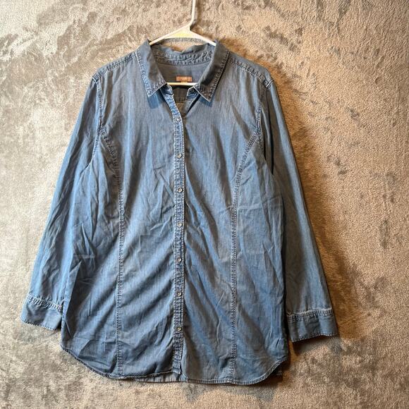 J. Jill Denim Women's Button Down Denim Top Blue Long Sleeve Size XL - Picture 1 of 7
